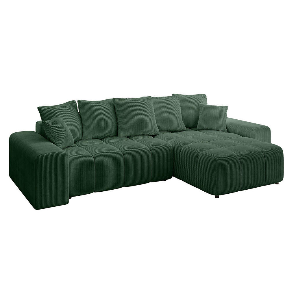 ALTDECOR ROHOVÁ SEDACÍ SOUPRAVA s otomanem vpravo ENIL-L 297x189x68 zelená manšestr