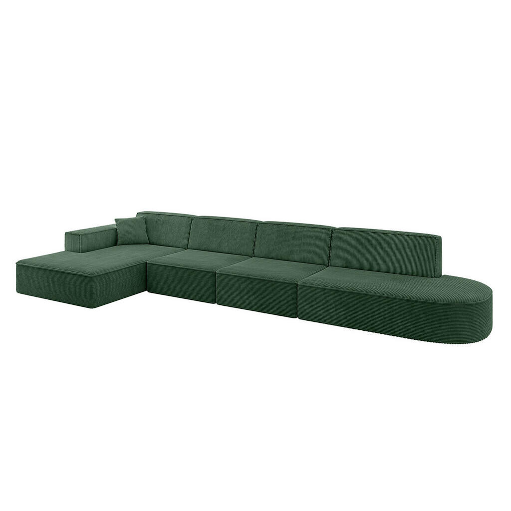 ALTDECOR ROHOVÁ SEDACÍ SOUPRAVA s otomanem vlevo IREA-L3-v4 – 412 × 165 × 77 cm, zelená