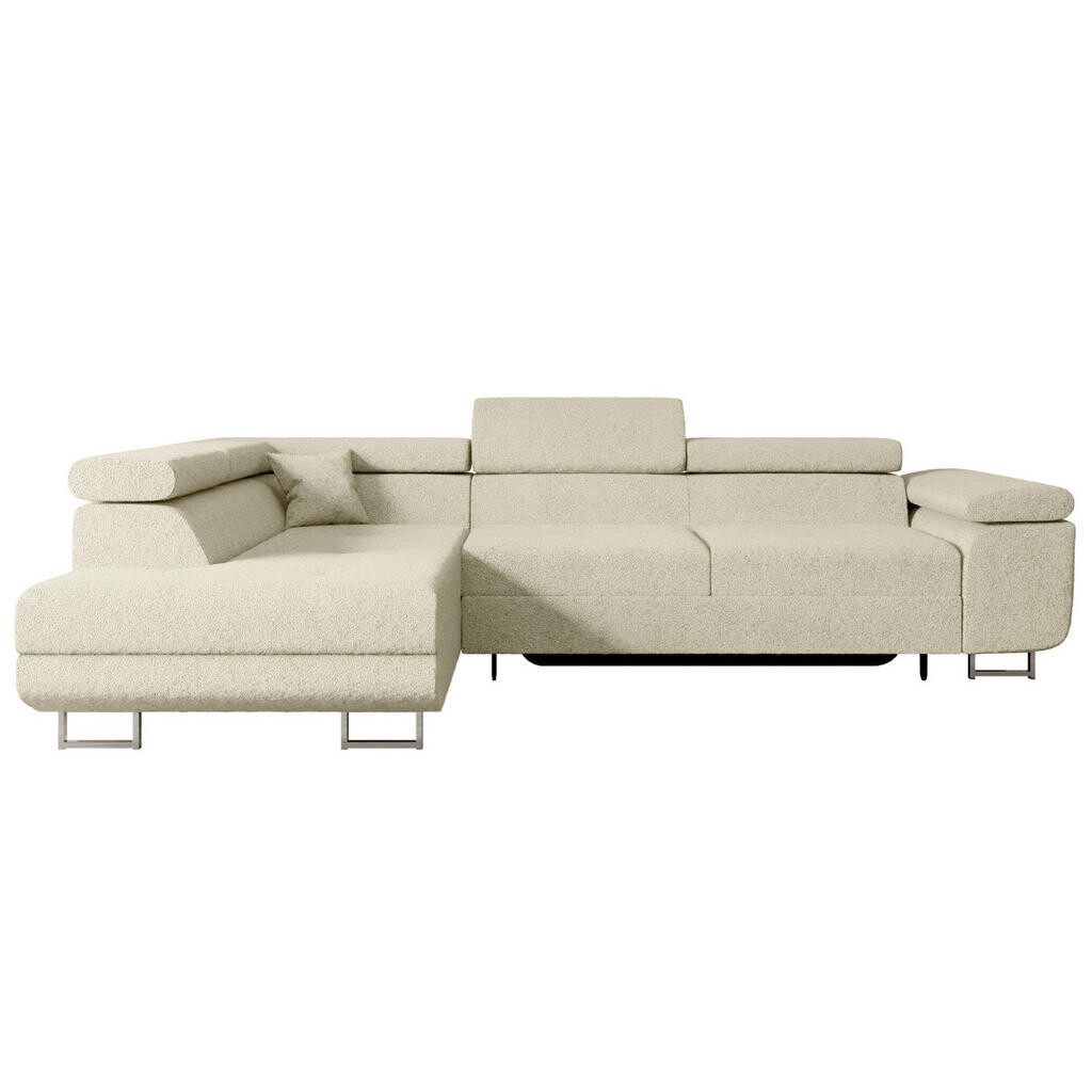 ALTDECOR ROHOVÁ SEDACÍ SOUPRAVA s funkcí lůžka a úložným prostorem GUSA-L 272x202x107 cm, béžová buklé