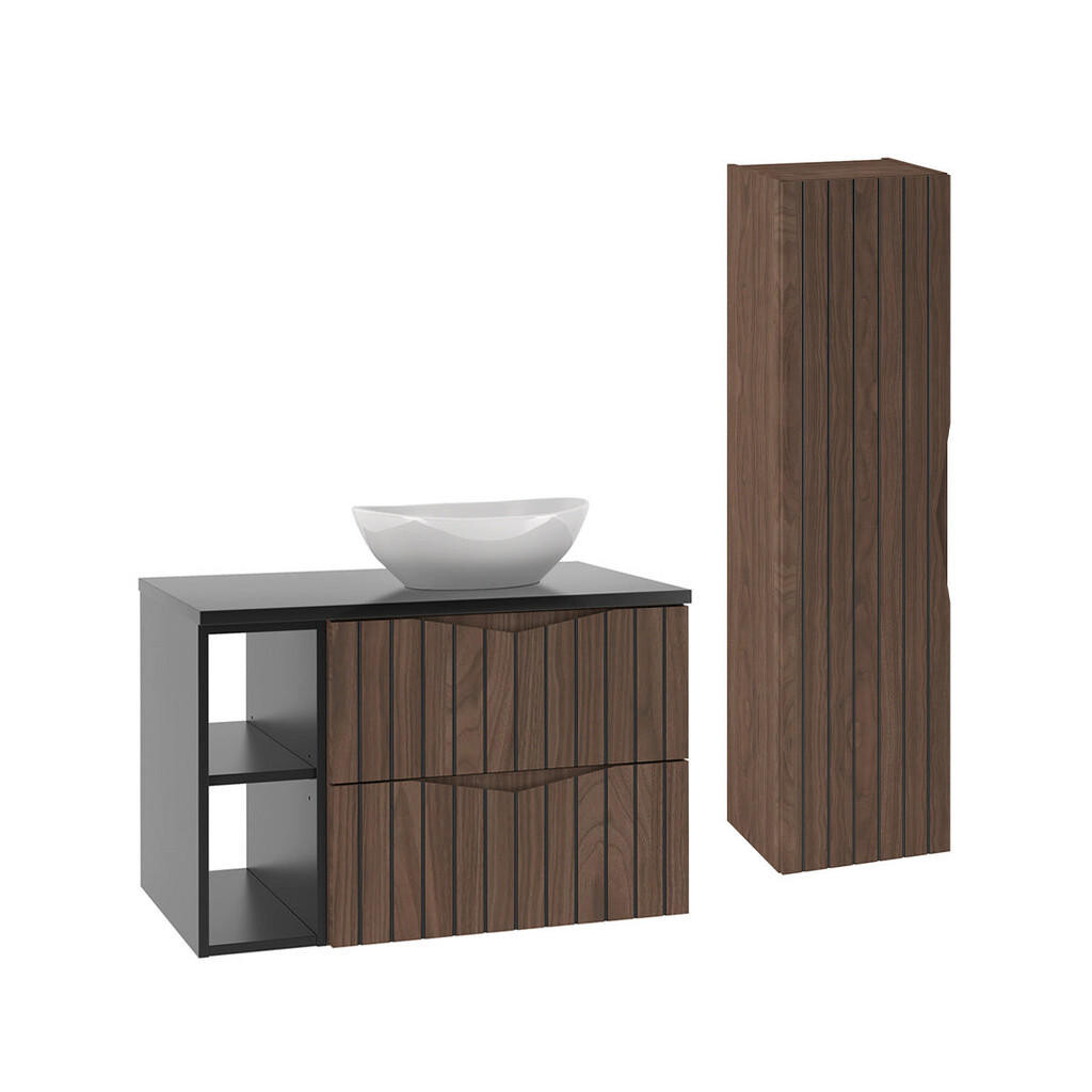 Petits-meubles KOUPELNOVÝ NÁBYTEK 80.6cm Siena 2er-Set Dřevo a černá