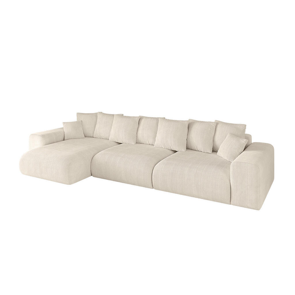 ALTDECOR ROHOVÁ SEDAČKA s otomanem vlevo ESKAR-L2 364x176x72 šedohnědý manšestr