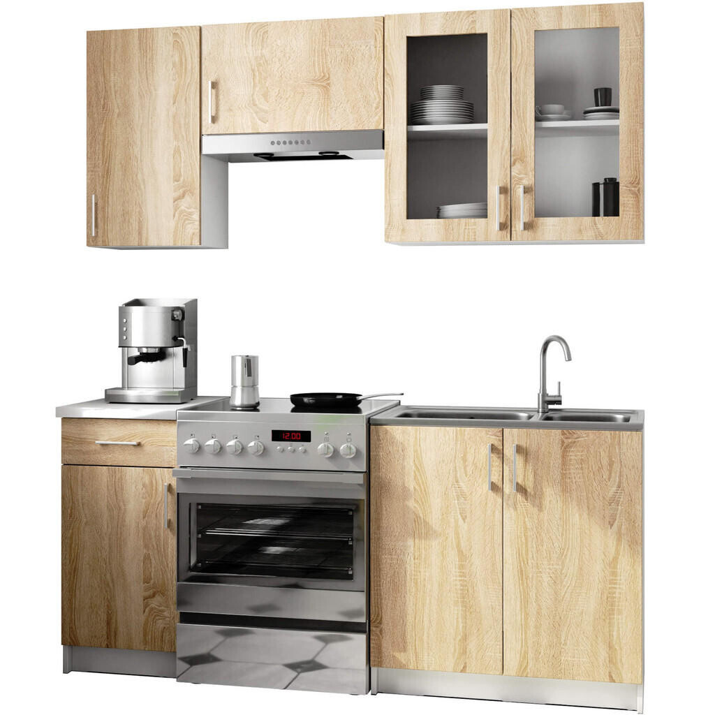 RAUMHIRSCH FURNITURE KUCHYŇSKÝ BLOK Bílá, dub Sonoma 203/180/44,5