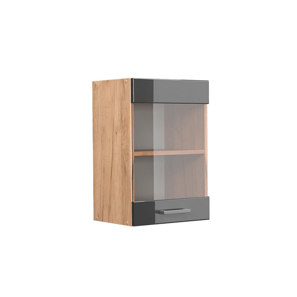 Vicco SKLENĚNÁ KUCHYŇSKÁ SKŘÍŇKA R-Line Antracitový vysoký lesk 40 cm