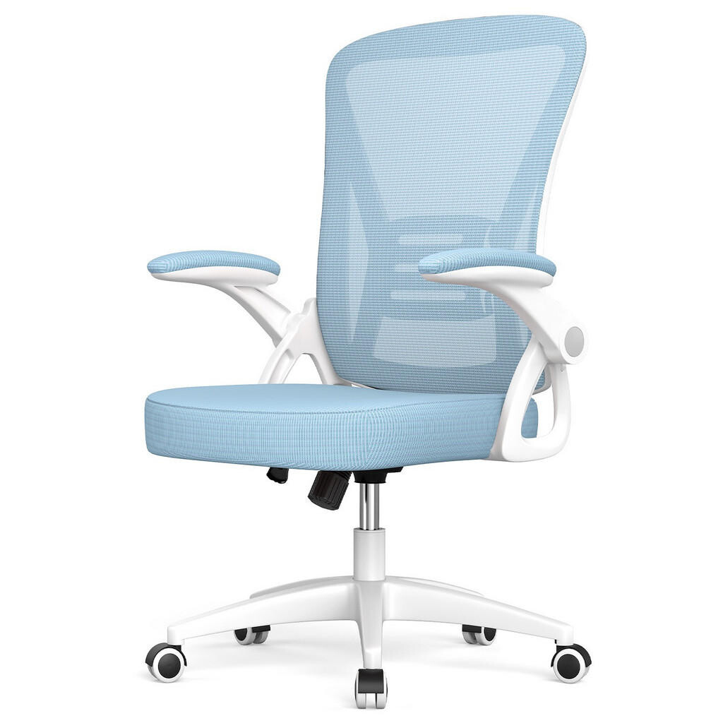 Rattantree KANCELÁŘSKÁ-OTOČNÁ-ŽIDLE ergonomická, středně vysoké opěradlo, sklápěcí opěrky na ruce – Světle modrá