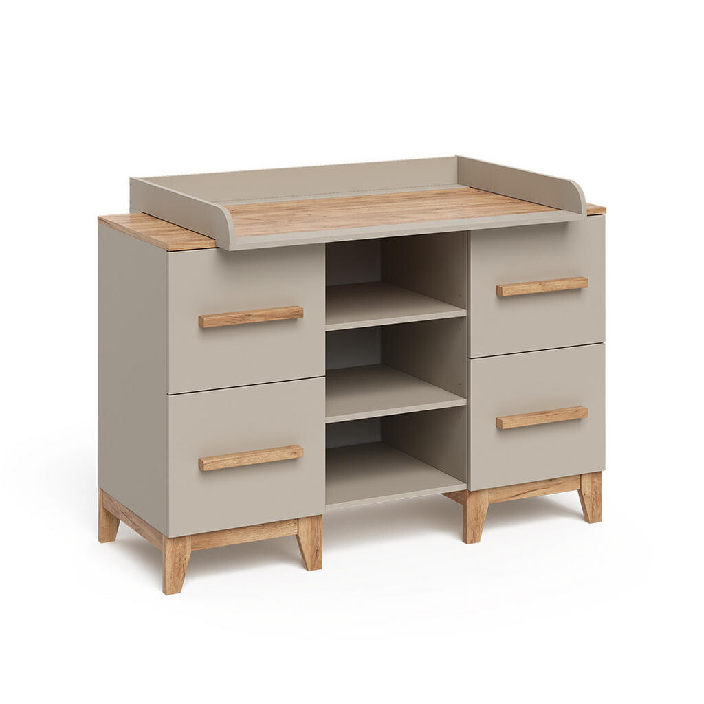 VitaliSpa PŘEBALOVACÍ PULT Malia Kašmír/Řemeselné 133 x 98 cm XL se 4 zásuvkami