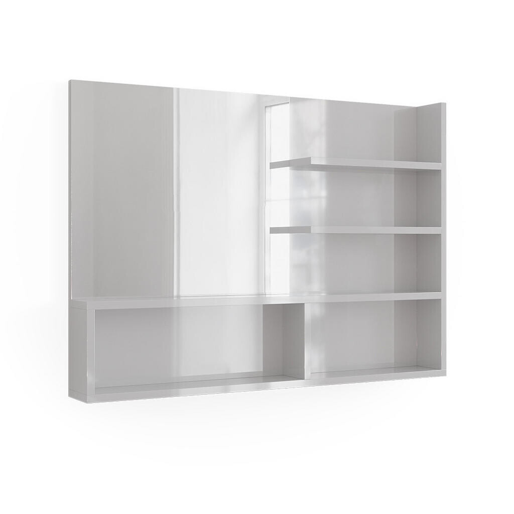 Vicco KOUPELNOVÉ ZRCADLO Bílá vysoký lesk 89.8 x 65 cm s otevřenými přihrádkami