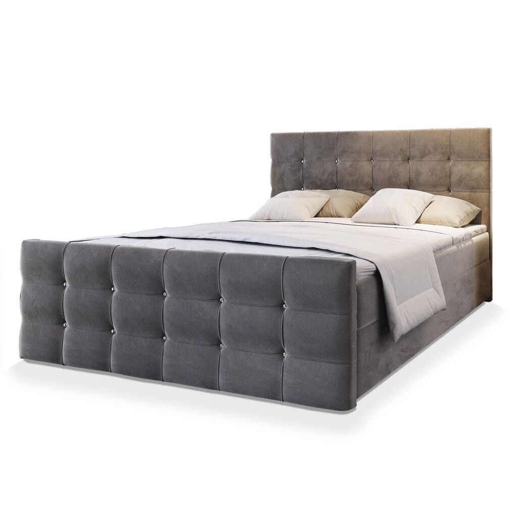MASSENO AMERICKÁ POSTEL SLAT 180x200 cm, s matrací a úložným prostorem, šedá