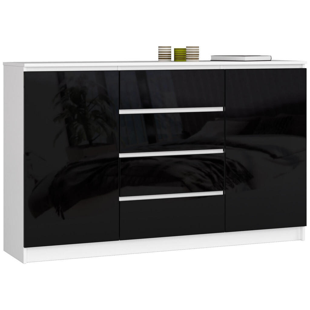 RAUMHIRSCH FURNITURE KOMODA bílá, lesklá černá 99/160/40