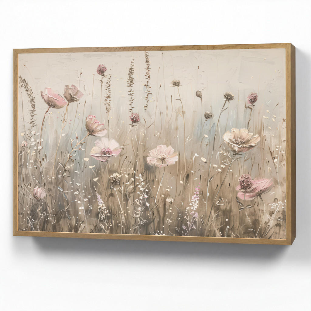 OnlyWow NÁSTĚNNÁ LAMPA S AKUMULÁTOREM Květiny - růžová - moderní - béžová 100x70 cm