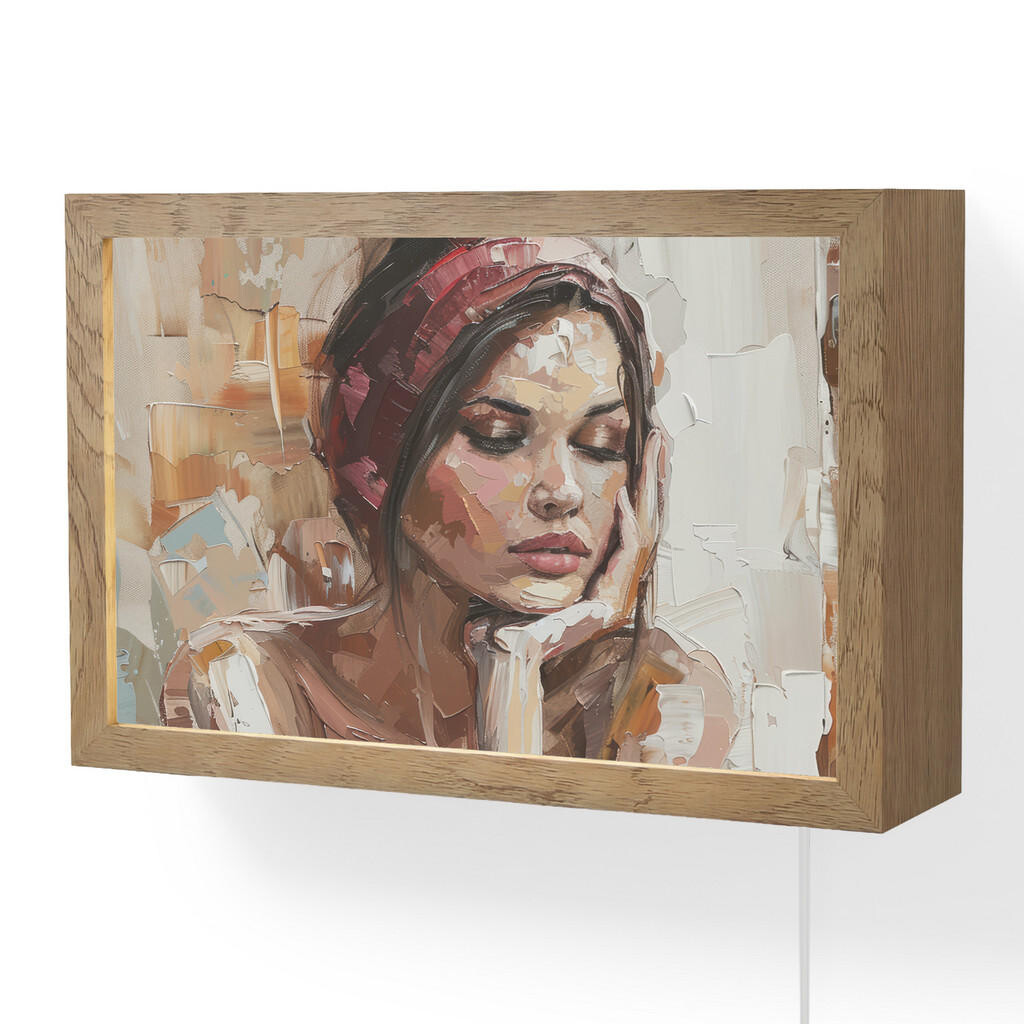 OnlyWow NÁSTĚNNÁ LAMPA Žena - vzhled malby - portrét - moderní 30x20 cm
