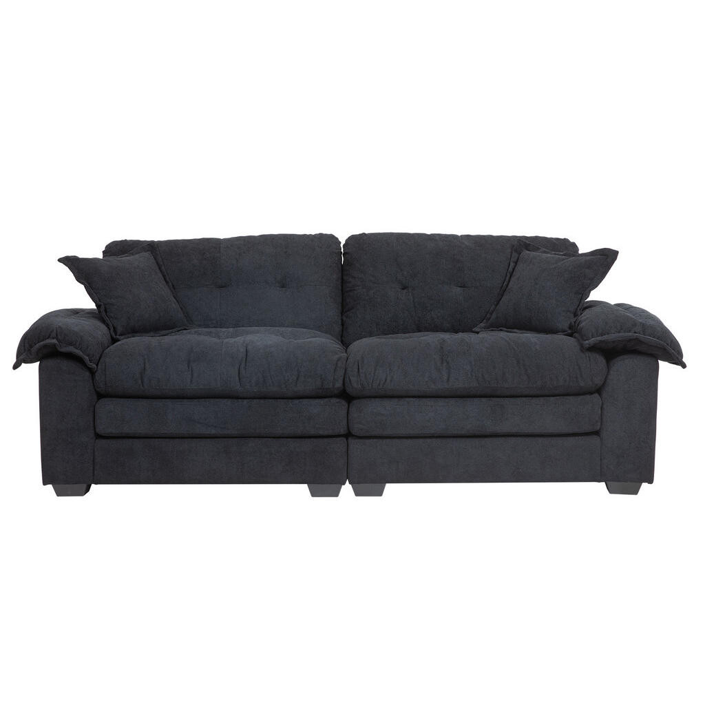 OKWISH POHOVKA 214/89/93 cm černá z chenille s hlubokým sedem a dvouvrstvými polštáři