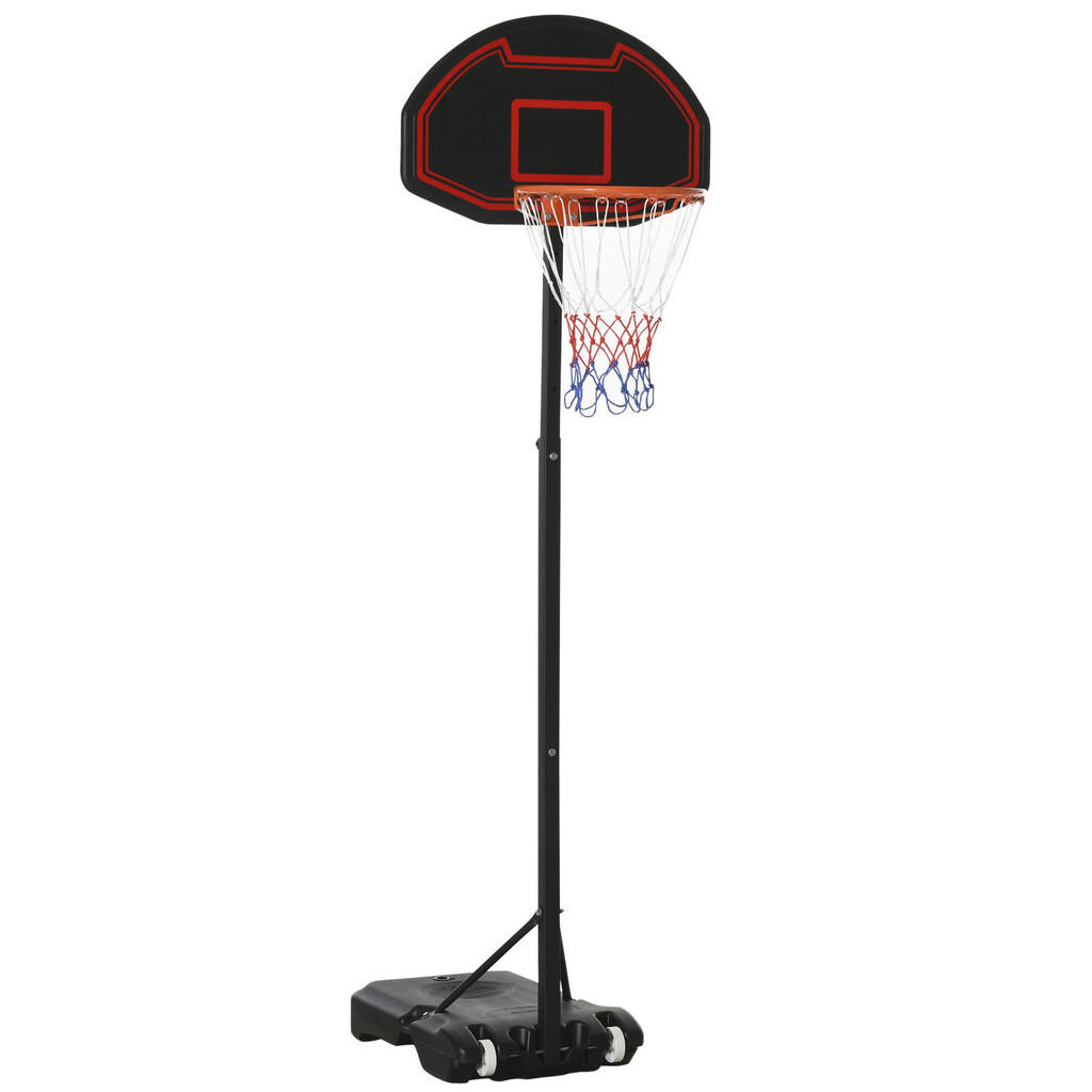 HOMCOM BASKETBALOVÝ KOŠ, ocel, černý, 73L x 49B x 250H cm