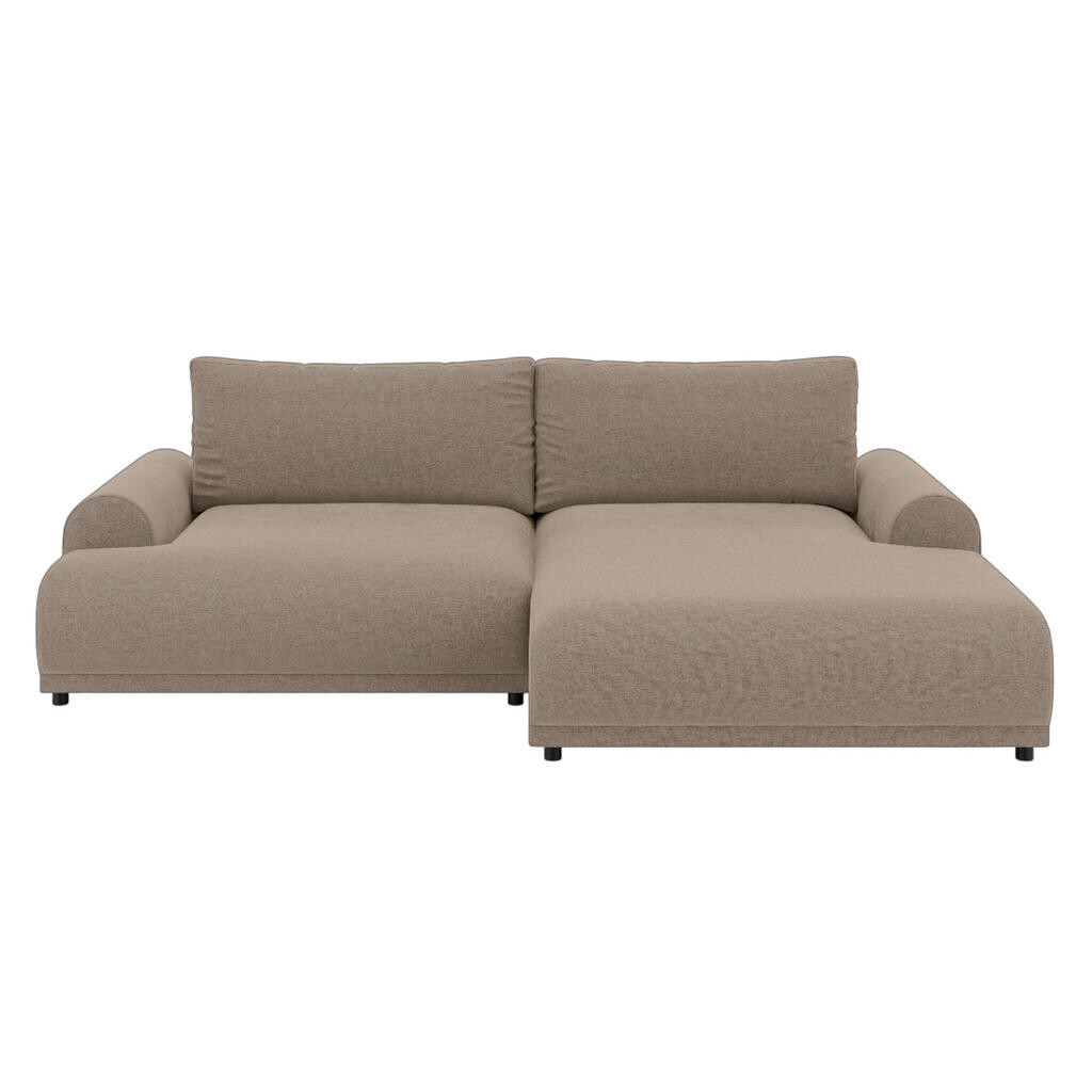 luma-home ROHOVÁ POHOVKA s funkcí rozkládání, úložný prostor, extra široký otoman vpravo, zaoblené područky, Š240/H145/V81 cm, ženilka světle hnědá /