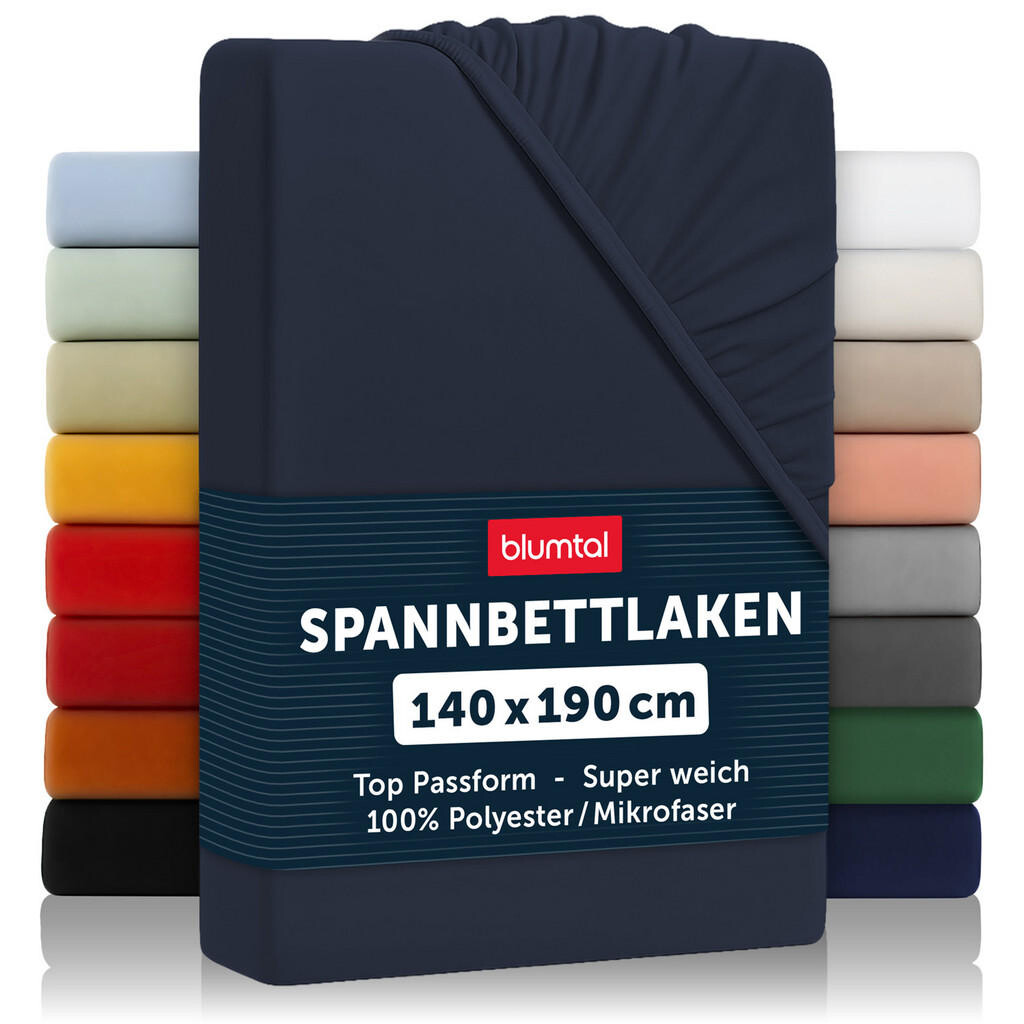 Blumtal PROSTĚRADLA s napínacím mechanismem, 2 ks, 140/190/30 cm, tmavě modrá