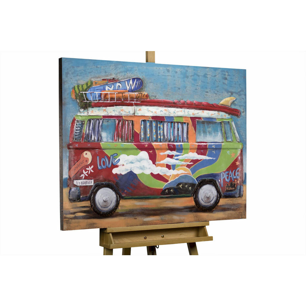 KUNSTLOFT KOVOVÝ OBRAZ RADOSTNÁ TOUHA CESTOVAT, 100/75 CM