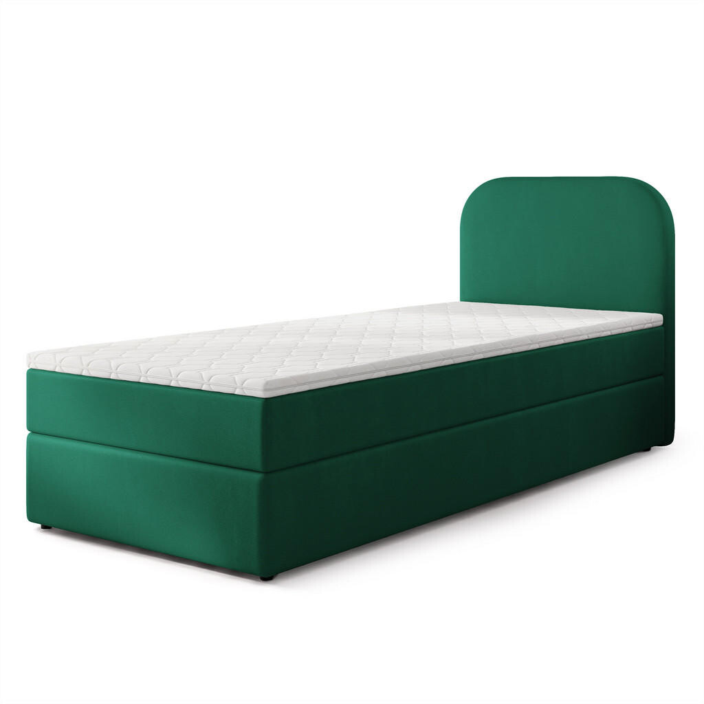 MASSENO AMERICKÁ POSTEL CERIA 80x200 cm, s matrací a úložným prostorem, KRONOS 19, Flaschengrün