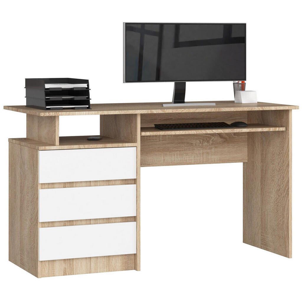 RAUMHIRSCH FURNITURE PSACÍ STŮL dub Sonoma, bílá 77/135/60