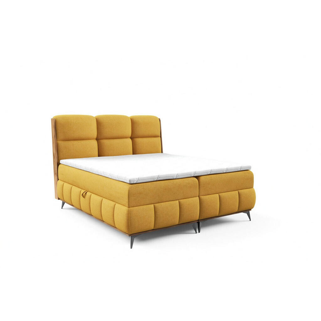 Home Collective BOXSPRINGOVÁ POSTEL s úložným prostorem a topperem 200x200 cm žlutá