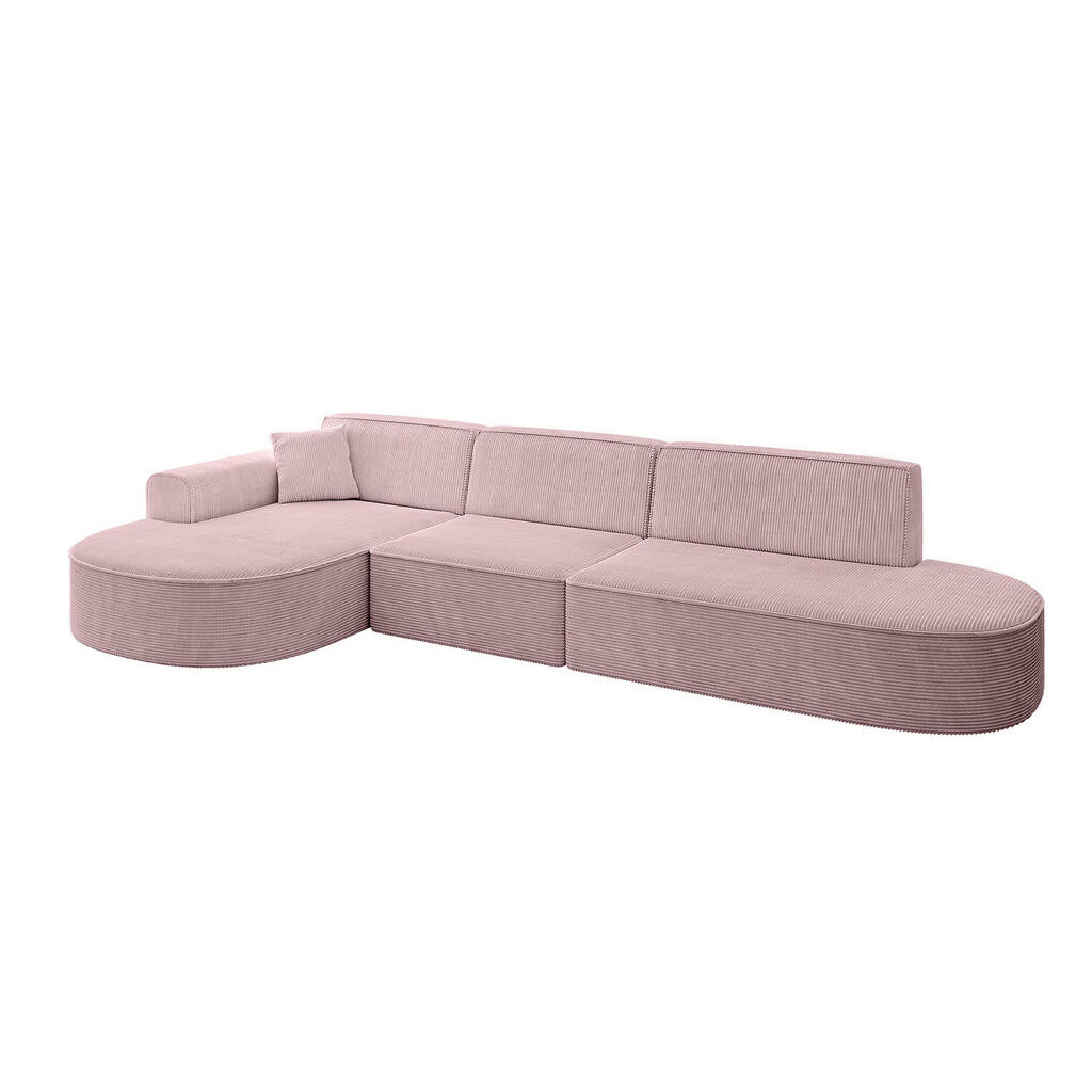 ALTDECOR ROHOVÁ SEDACÍ SOUPRAVA s otomanem vlevo MARI-L2 – 328 × 171 × 79 cm, růžový manšestr