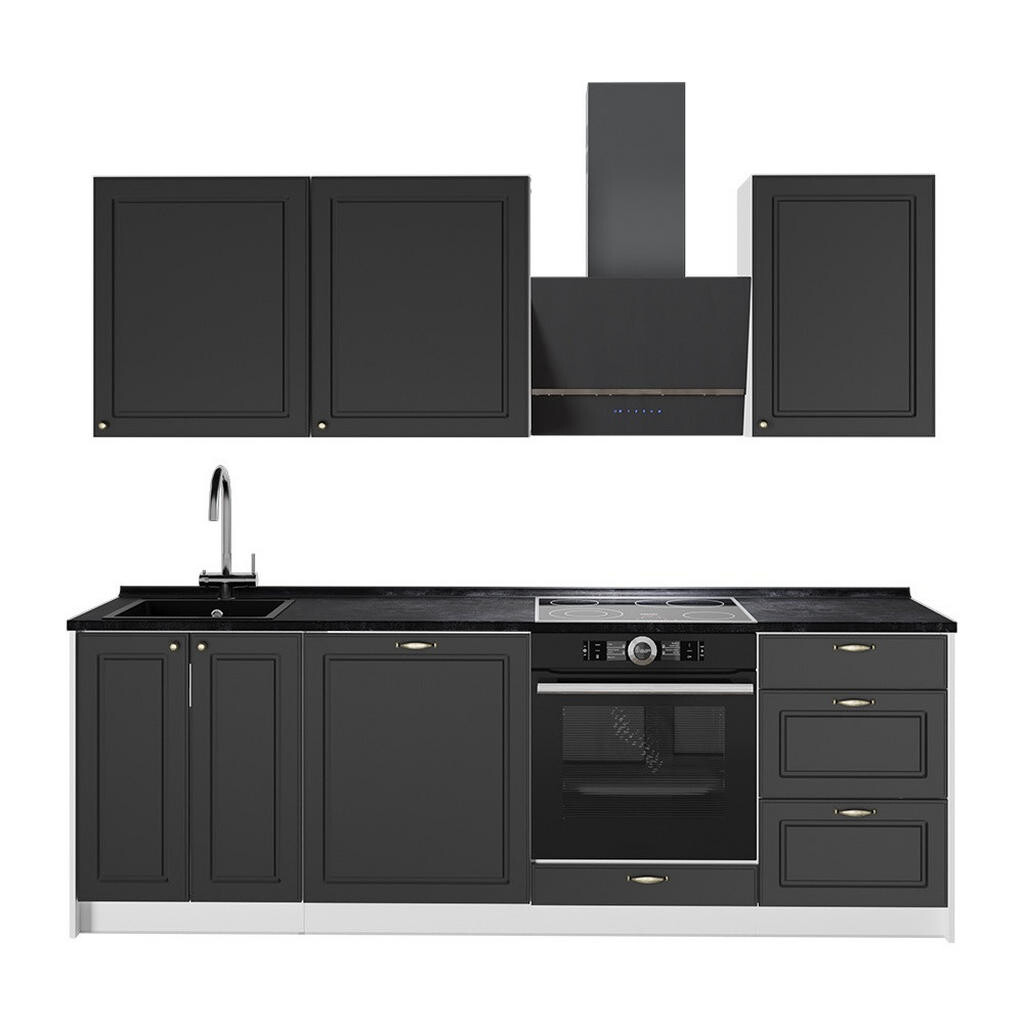 Vicco KUCHYŇSKÝ KOUT Fame-Line, Anthrazit-Gold Landhaus/Bílá, 230 cm, PD Antracit