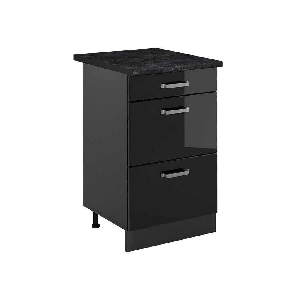 Vicco SPODNÍ SKŘÍŇKA KUCHYŇSKÉ LINKY R-Line, Černý vysoký lesk/Antracit, 50 cm pracovná doska antracitová