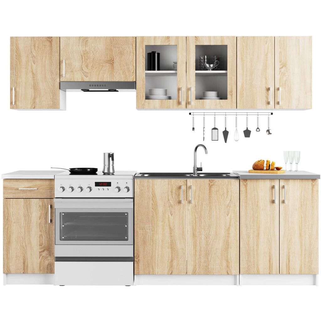 RAUMHIRSCH FURNITURE KUCHYŇSKÝ BLOK Bílá, dub Sonoma 203/240/44,5
