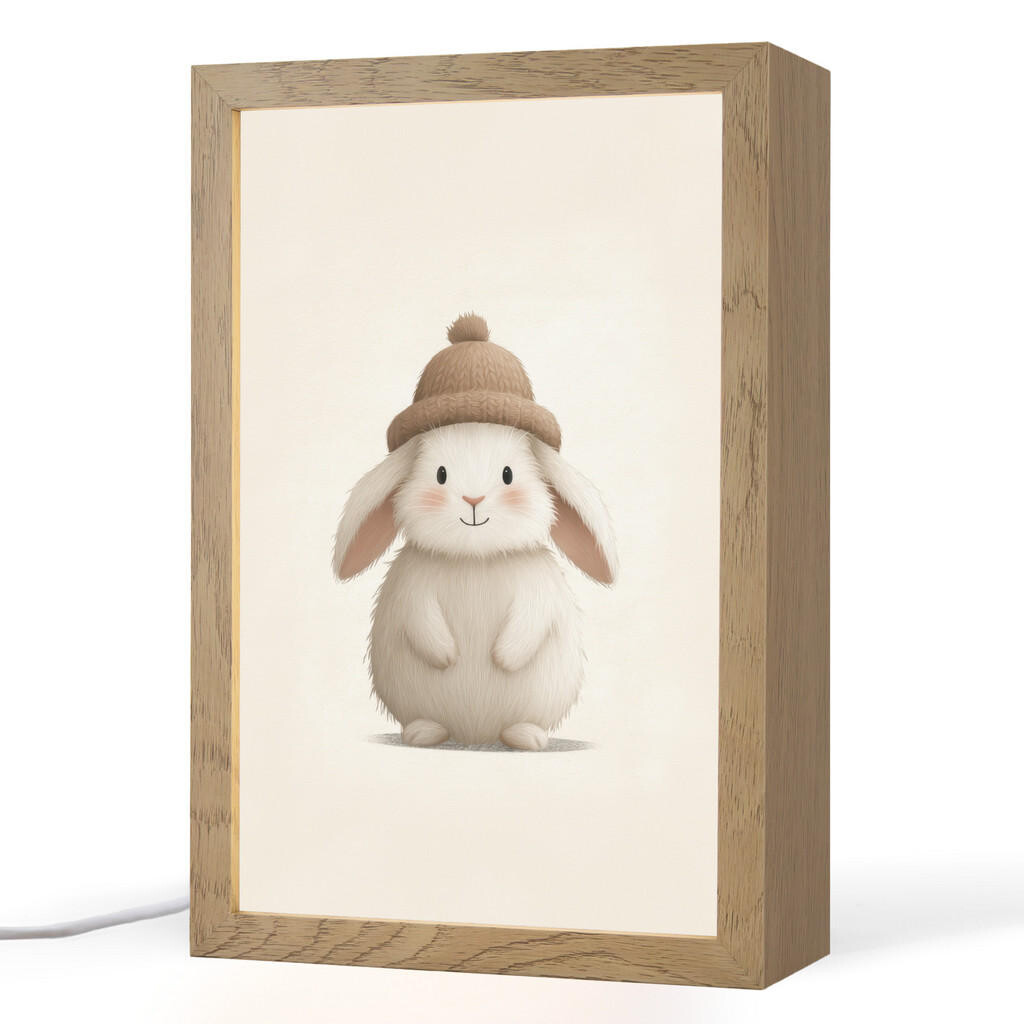 OnlyWow NOČNÍ LAMPIČKA Králík - Klobouk - Uši - béžový 20x30 cm