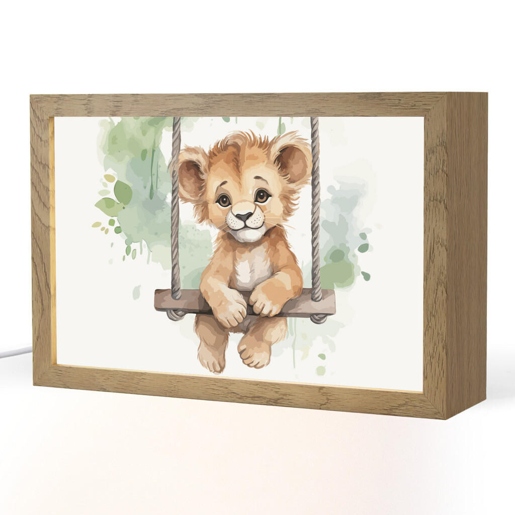 OnlyWow NOČNÍ LAMPIČKA Lev - Zvíře - Děti - Džungle 30x20 cm