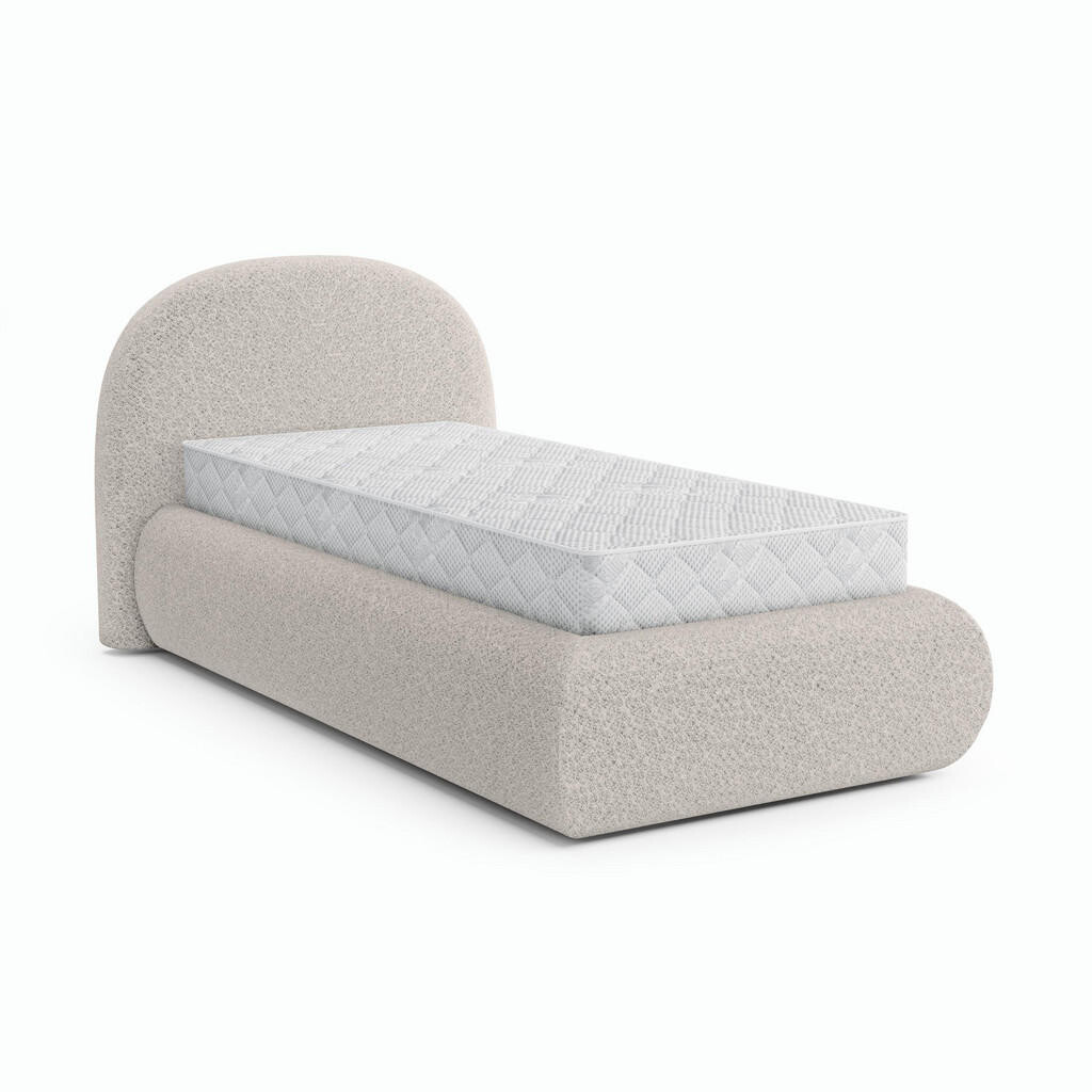 Beautysofa ČALOUNĚNÁ POSTEL Motti 90×200, jednolůžko s úložným prostorem a taštičkovou matrací 20 cm, béžová