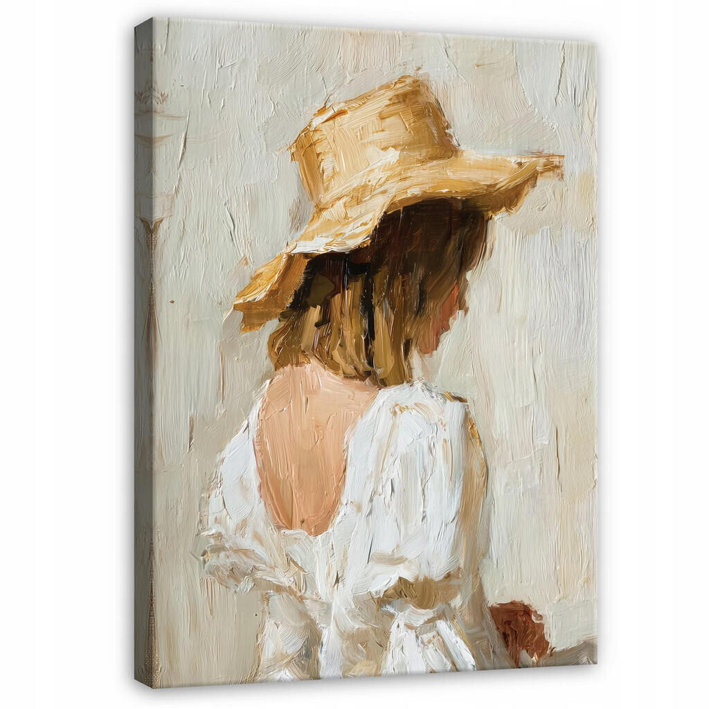 Wallarena OBRAZY Dámský klobouk Abstraktní Boho Béžová 60x40