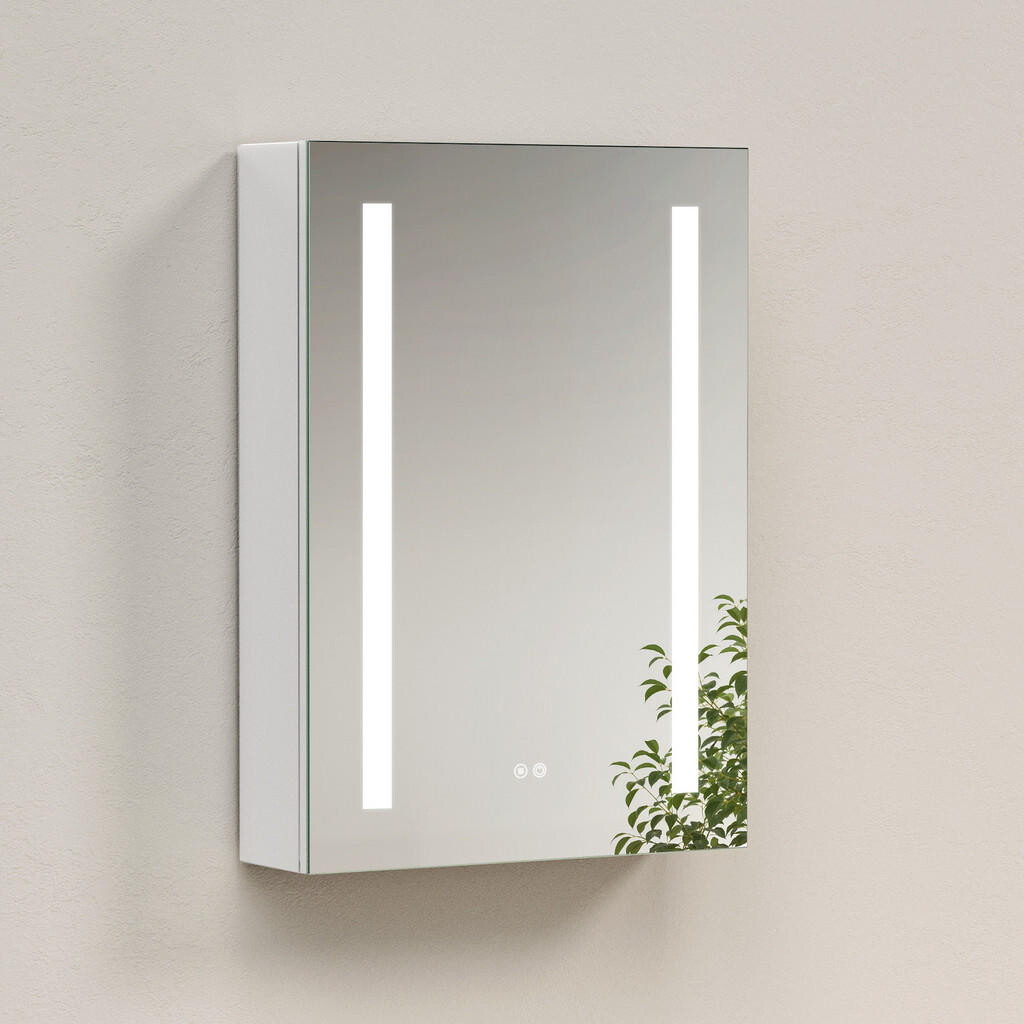 EMKE KOUPELNOVÁ ZRCADLOVÁ SKŘÍŇKA s LED osvětlením, matná bílá, 70/50 cm