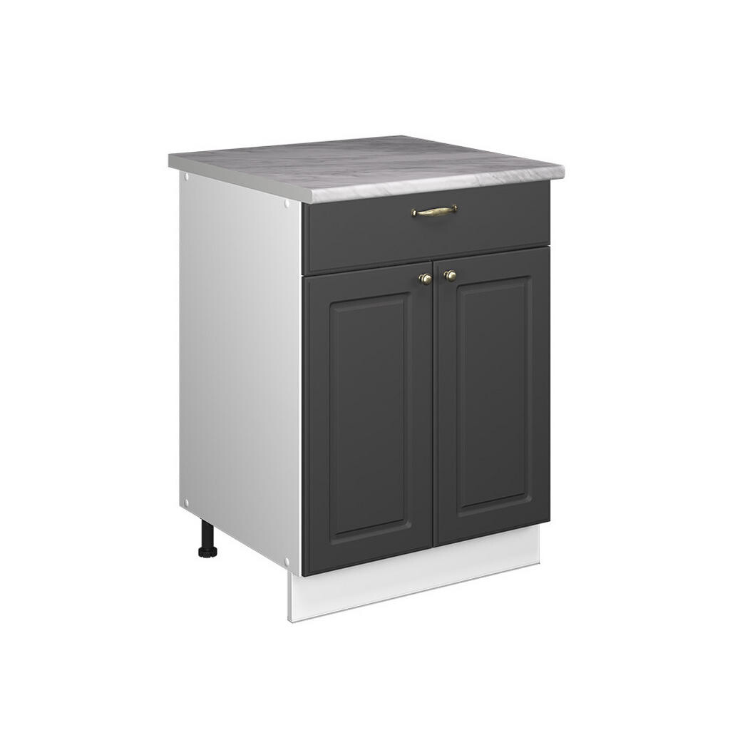 Vicco SPODNÍ SKŘÍŇKA PRO DŘEZ/VARNOU DESKU Fame-Line, Anthrazit-Gold Landhaus/Bílá, 60 cm se zásuvkou, PD Mramor