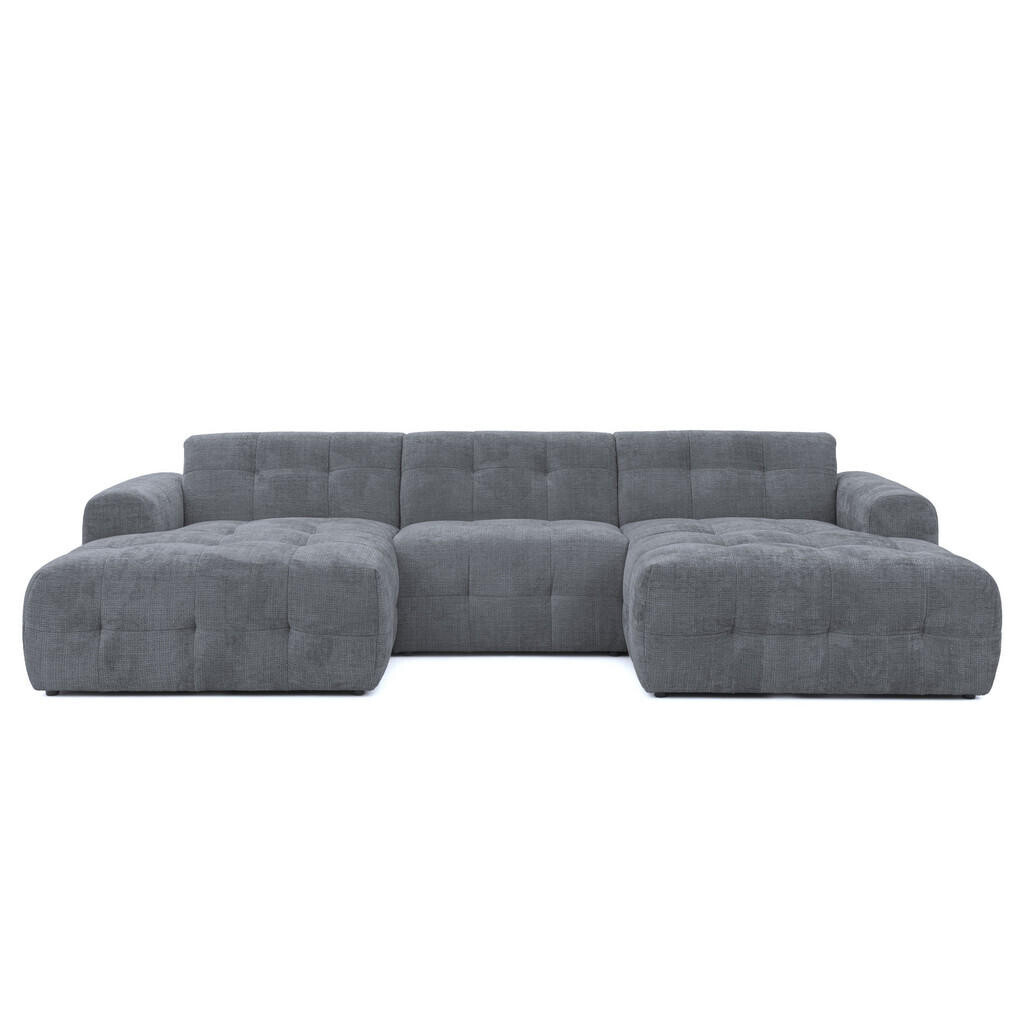 luma-home SEDACÍ SOUPRAVA ve tvaru písmene U s rafinovaným prošíváním, 6místná, 323 × 161 × 79 cm (Š×H×V), čalounění ze ženilky v šedé barvě / 21052