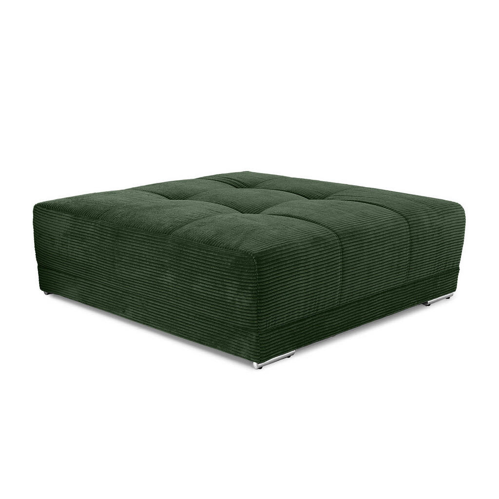 luma-home ČALOUNĚNÁ STOLIČKA XXL s pružinovým jádrem, šířka 120 cm / hloubka 120 cm / výška 39 cm (hodí se k pohovce BIG-SOFA) zelený kord / 15176