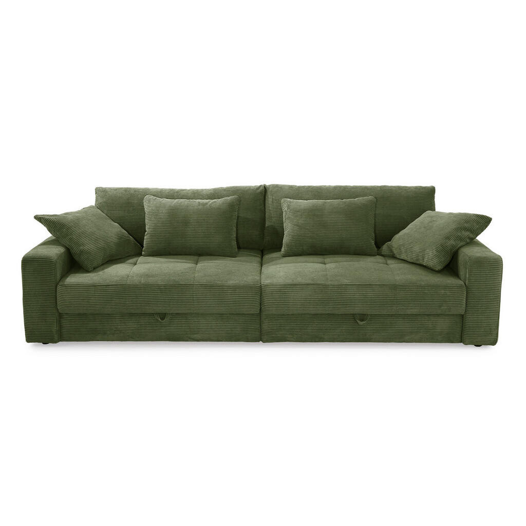 luma-home VELKÁ POHOVKA se 2 úložnými prostory, spousta úložného prostoru, 274 × 113 × 84 cm (Š×H×V), ležecká plocha 103 × 241 cm, zelený kord / 15262