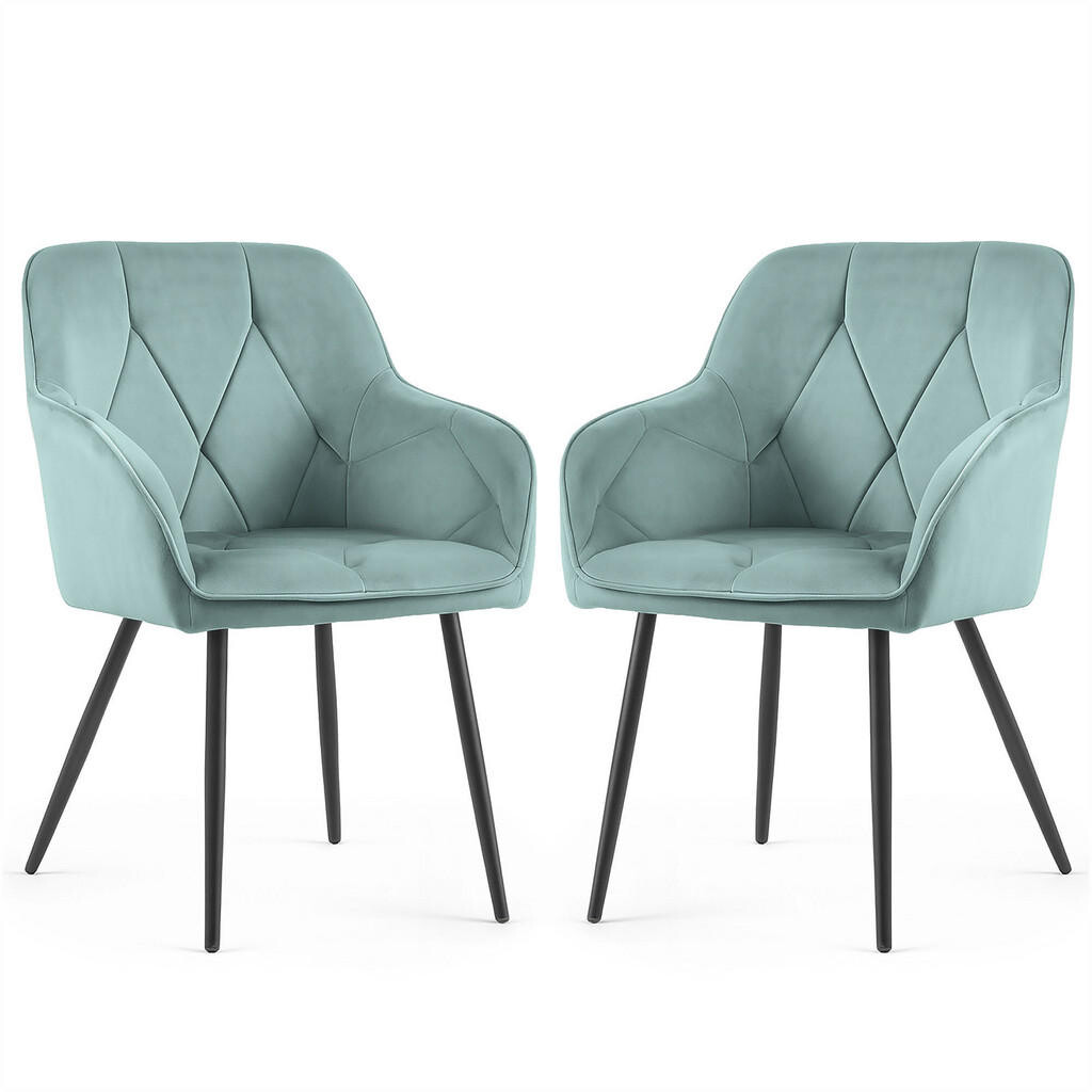 RAUMHIRSCH FURNITURE ČALOUNĚNÁ ŽIDLE, sada 2 ks, kovové nohy, tyrkysová 54,5/82,5/58