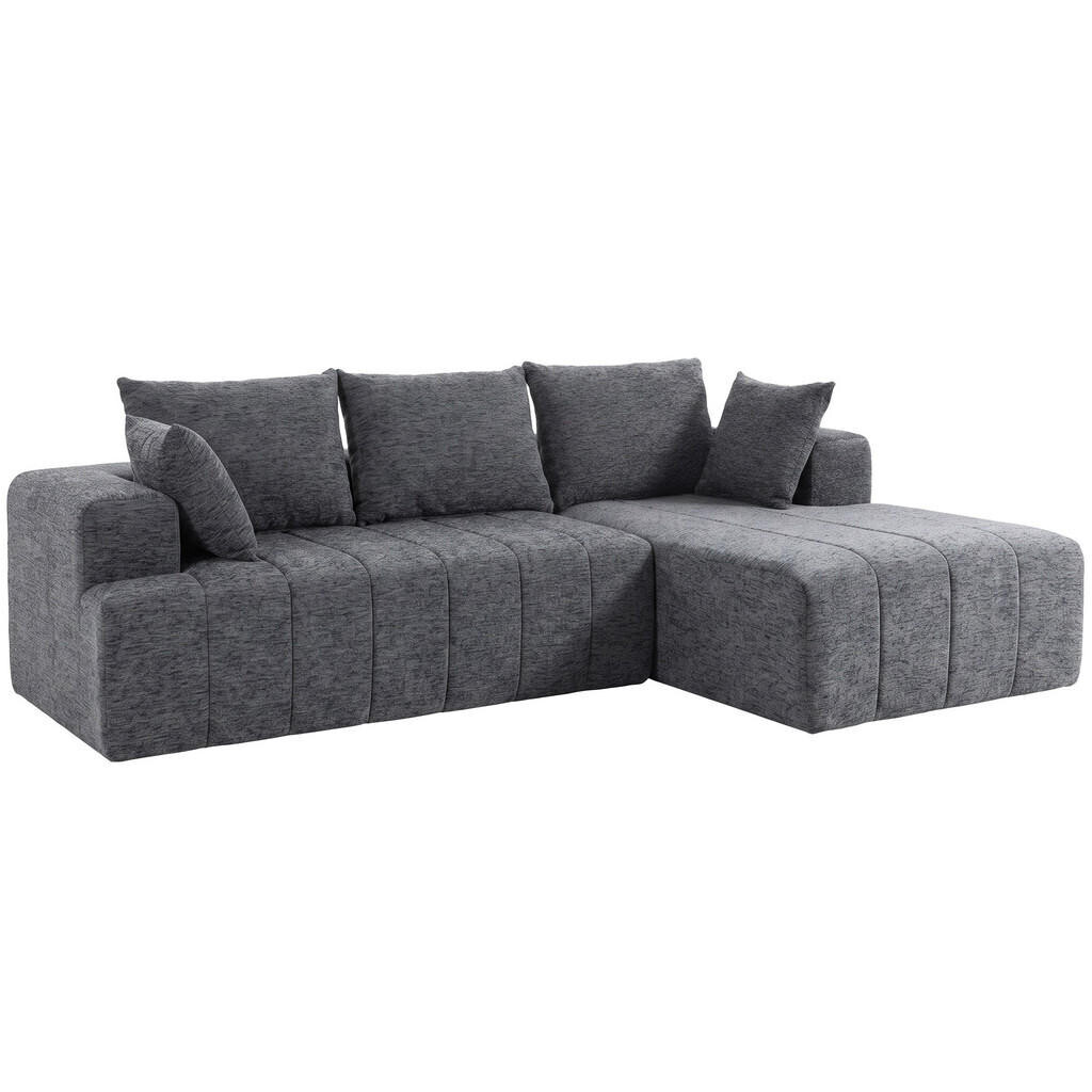 HOMCOM ROHOVÁ pohovka v šedé barvě žinylkového potahu (100% polyester)