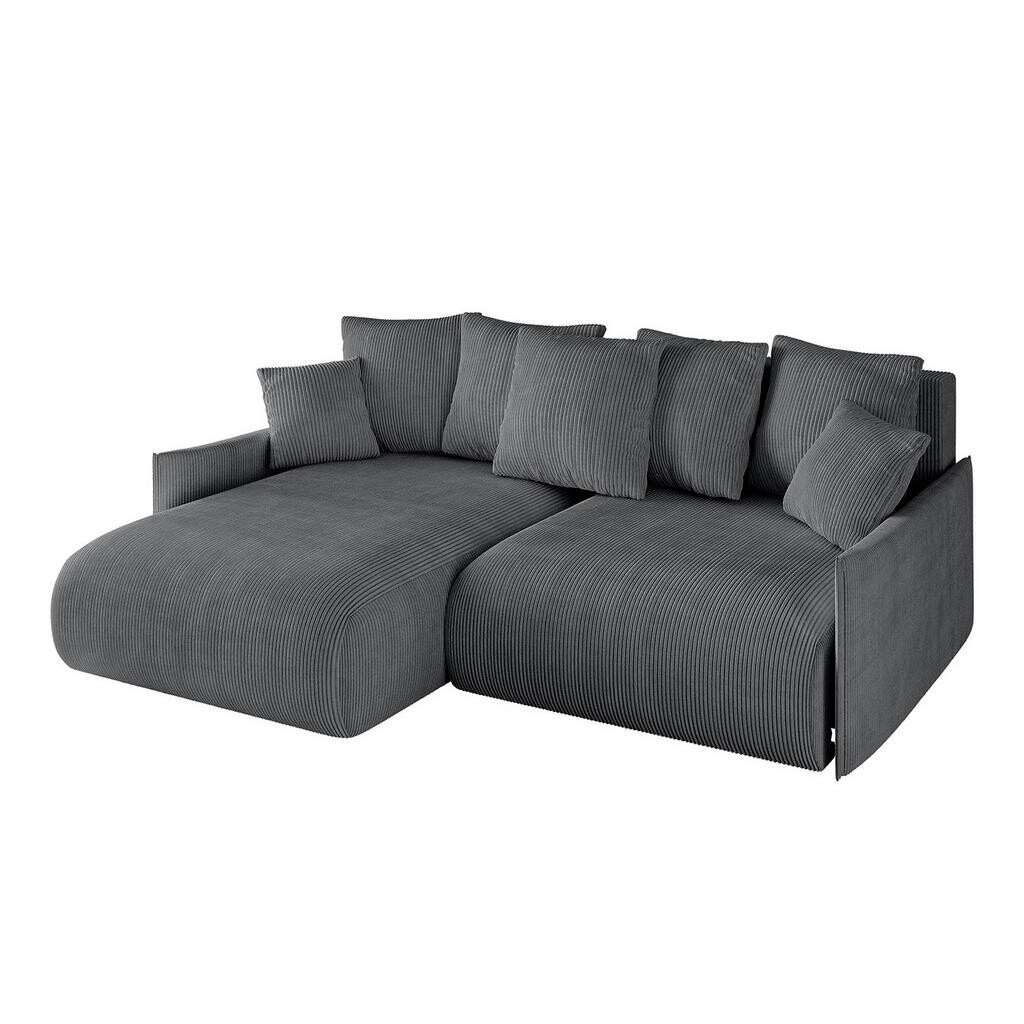 ALTDECOR ROHOVÁ SEDACÍ SOUPRAVA s otomanem vlevo ONESK-L -v1 216x177x72 tmavě šedý manšestr