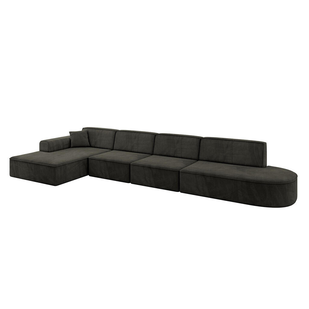 ALTDECOR ROHOVÁ sedačka s otomanem vlevo IREA-L3-v3 – 412 × 165 × 77 cm, černá