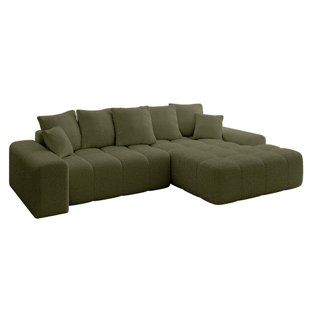 ALTDECOR ROHOVÁ SEDACÍ SOUPRAVA s otomanem vpravo ENSI-L – 267 × 164 × 69 cm olivově zelená