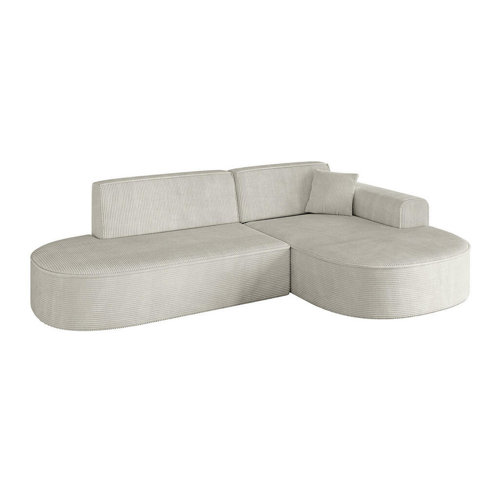 ALTDECOR ROHOVÁ SEDAČKA s otomanem vpravo MARI-L1 – 243 × 171 × 79 cm krémový manšestr