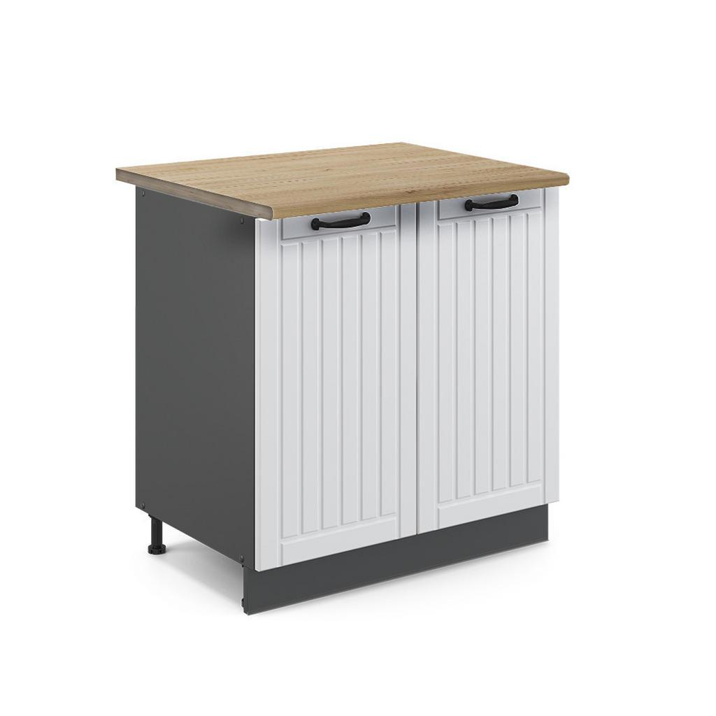 Vicco SPODNÍ SKŘÍŇKA KUCHYŇSKÉ LINKY Fame-Line, Bílý venkovský dům/Antracit, 80 cm pracovná doska Dub Goldkraft