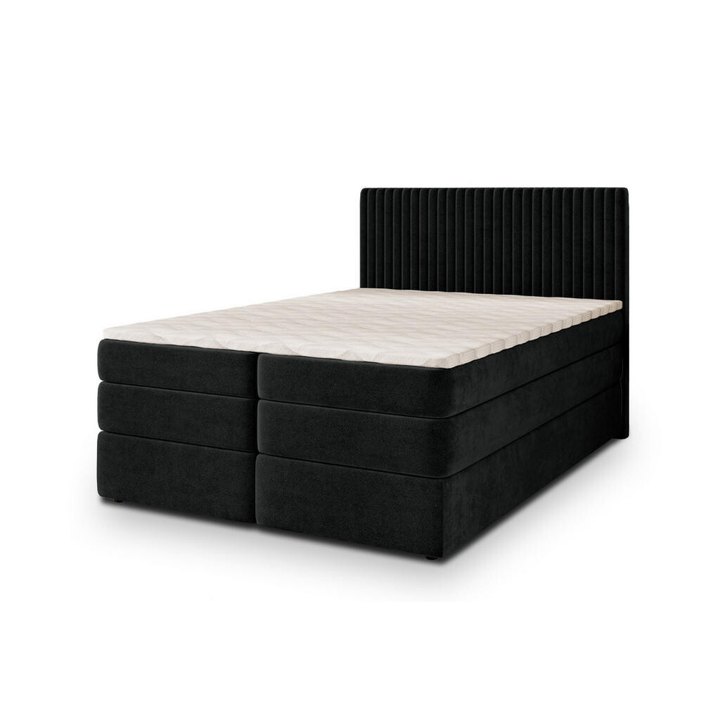 MASSENO POSTEL BOXSPRING FELBIO 180x200 cm, s matrací a úložným prostorem, černá