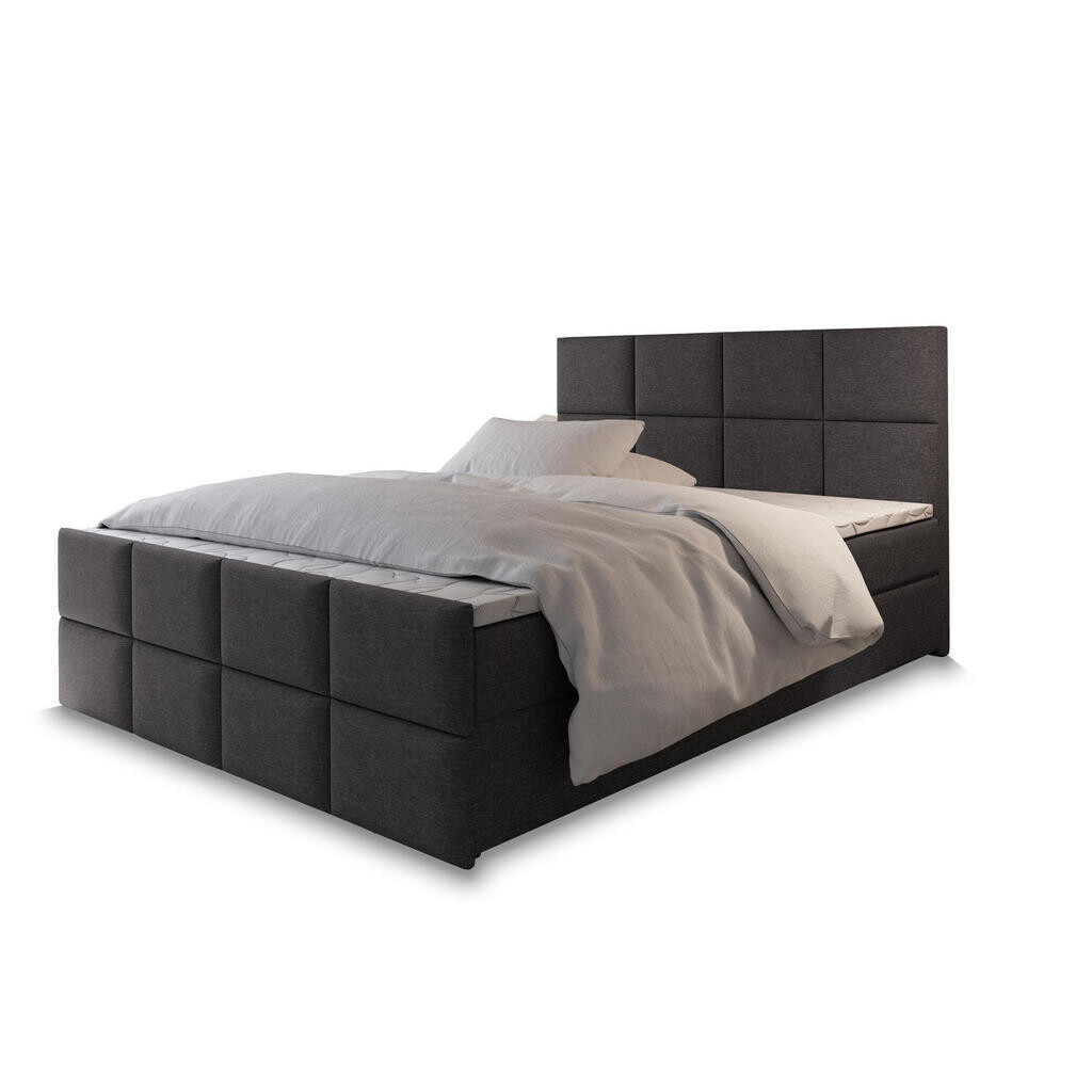 MASSENO AMERICKÁ POSTEL ARIEL 160x200 cm, s matrací a úložným prostorem, šedá