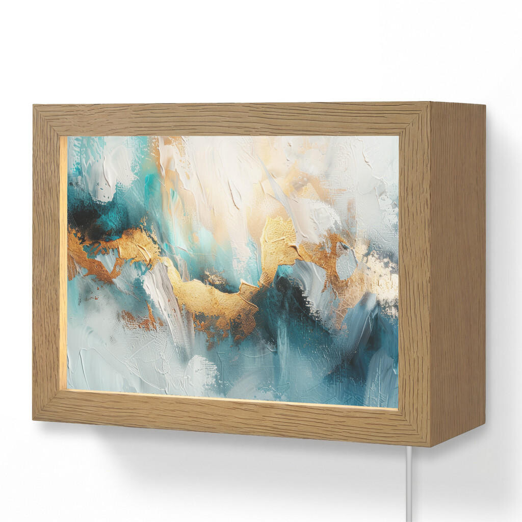 OnlyWow NÁSTĚNNÁ LAMPA Abstraktní - umění - zlatá - modrá 20x15 cm