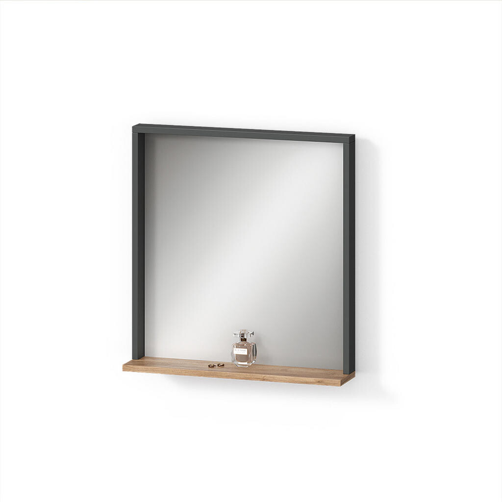 Livinity® NÁSTĚNNÉ ZRCADLO Ortello Antracit/zlatý dub 57 x 60 cm se zrcadlem