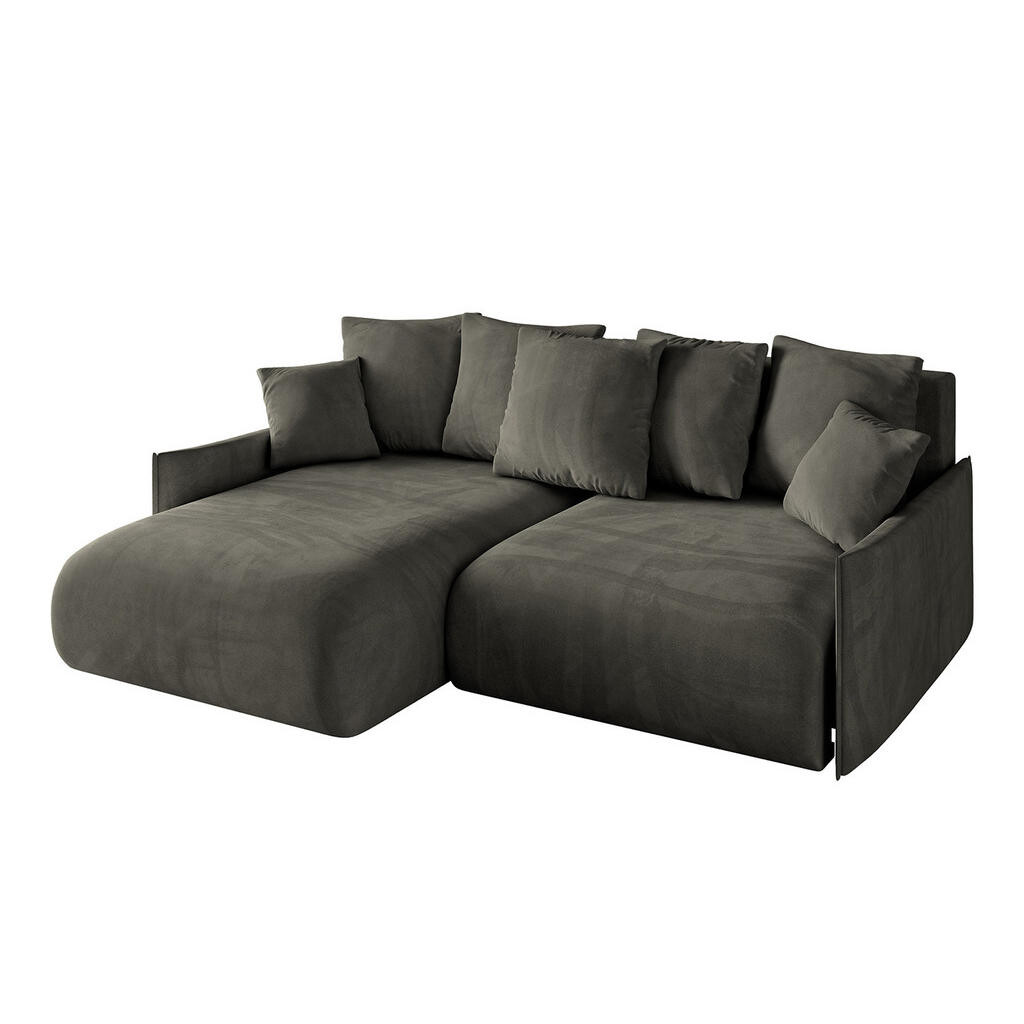 ALTDECOR ROHOVÁ SEDACÍ SOUPRAVA s otomanem vlevo ONESK-L -v1 216x177x72 černý velur