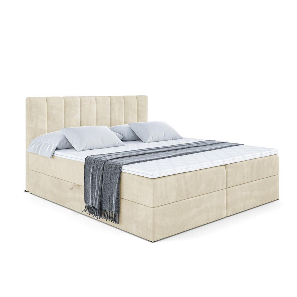 ALTDECOR AMERICKÁ postel s matrací H4 a lamelovým roštem – OTTA – 200 x 200 cm – H4 – béžová
