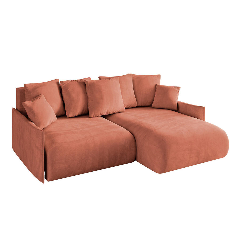 ALTDECOR ROHOVÁ SEDACÍ SOUPRAVA s otomanem vpravo ONESK-L -v1 216x177x72 meruňkový velur