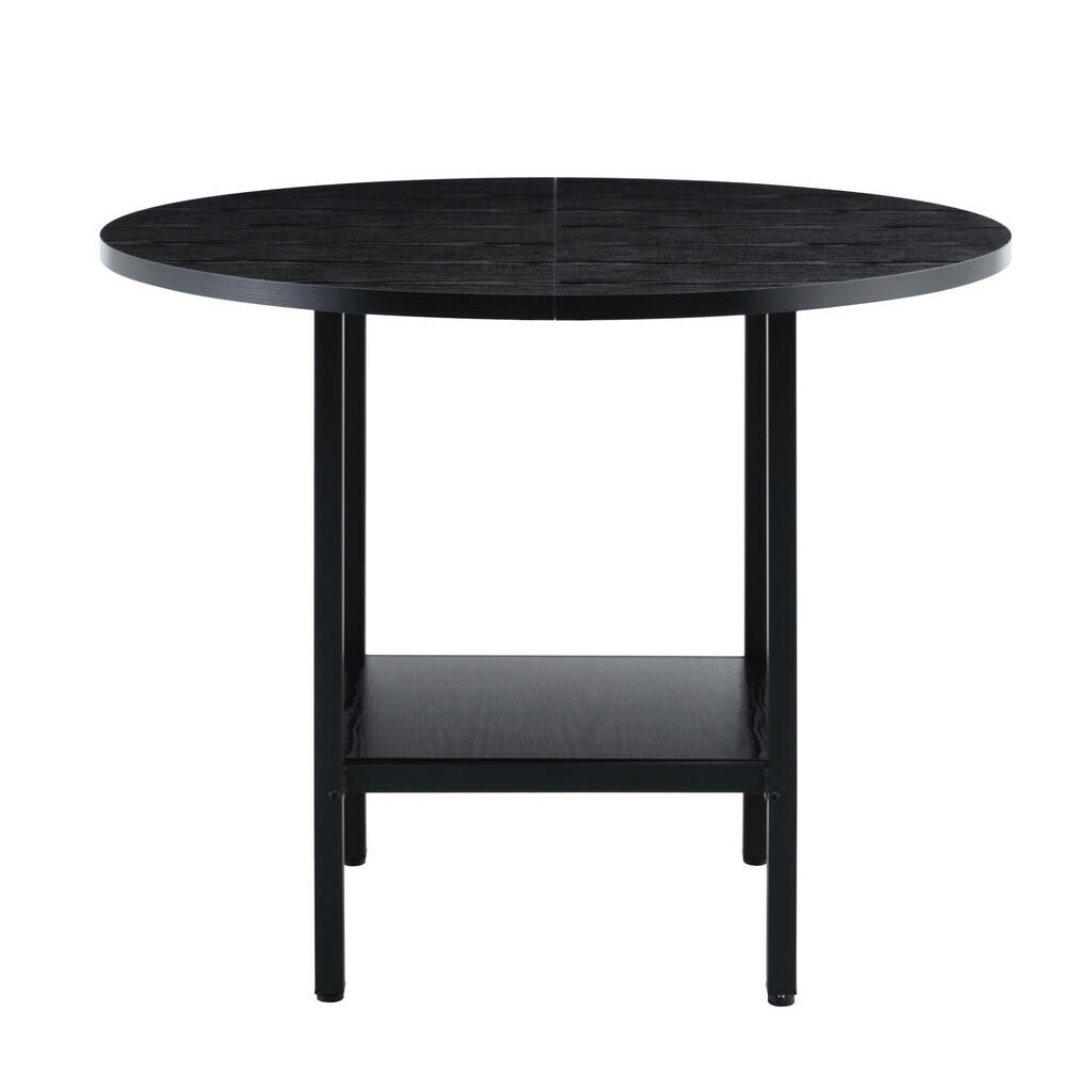 OKWISH JÍDELNÍ stůl 100/100/77 cm černý z MDF a kovu s úložnou policí